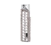 Encendedor de butano ultrafino, resistente al viento, linterna de llama de chorro, elegante encendedor de gas recargable con diamantes de imitación para mujer, diseño bonito y elegante