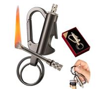Encendedor de Cerilla Permanente de Metal, Mechero de Pedernal Impermeable con Llavero, Fire Starter Reutilizable para Supervivencia, Camping y Emergencias al Aire Libre (Black)