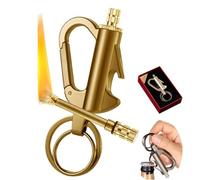 Encendedor de Cerilla Permanente de Metal, Mechero de Pedernal Impermeable con Llavero, Fire Starter Reutilizable para Supervivencia, Camping y Emergencias al Aire Libre (Gold)