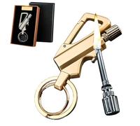Encendedor de cerilla permanente, llavero con abrebotellas, resistente al agua, ideal for acampar al aire libre, viajes y regalos.(Gold)
