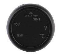 Encendedor de cigarrillos, coche camión 3 en 1, pantalla digital dual LED, voltímetro, termómetro, encendedor de cigarrillos, cargador USB para coche (verde, rojo)