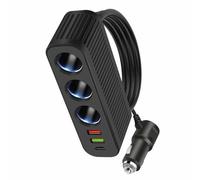 Encendedor de cigarrillos de coche de 3 puertos, cargador de coche de triple enchufe para carga eficiente de sistemas de navegación y teléfonos, divisor de energía seguro