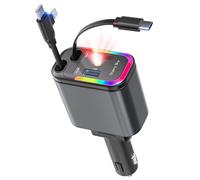 Encendedor de Cigarrillos USB, Cargador de Coche con proyector de Cielo Estrellado, 120 W, Cargador USB C, 30 W, Integrado Tipo C (65 cm), Adaptador USB de 12 V para iPhone/Android