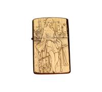 Encendedor de cobre con estampado retro, llama recta resistente al viento, encendido clásico de rueda de molienda, para hombre o colección, diseño duradero