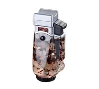 Encendedor de cuatro llamas resistente al viento con llama ajustable y ventana de aire visible, recargable para barbacoas y uso al aire libre