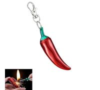 Encendedor de diez mil fósforos con forma de pimiento rojo, encendedor con forma de chile, encendedor reutilizable con fósforos, encendedor único de metal con forma de chile, lindo llavero con botella