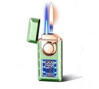 Encendedor de doble llama, activado por voz, diseño resistente al viento con 4 modos de encendido inteligente, llama suave, ideal para uso en exteriores, edición para hombre