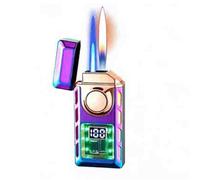 Encendedor de doble llama, activado por voz, diseño resistente al viento con 4 modos de encendido inteligente, llama suave, ideal para uso en exteriores, edición para hombre