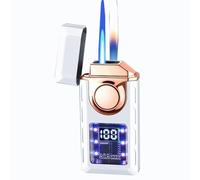 Encendedor de doble llama resistente al viento, encendedor inteligente de butano de inducción con 4 métodos de encendido, perfecto para acampar y uso en la cocina