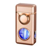 Encendedor de doble llama resistente al viento, metal, activado por voz, 5 métodos de encendido, ideal para barbacoa, velas y uso al aire libre, ideal para regalar