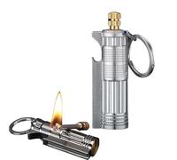 Encendedor de fósforos resistente al viento y al agua, encendedor de queroseno multifuncional, con diseño de llavero y abridor de botellas, adecuado for acampar/caminar (excluido el queroseno)(Silver)