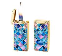 Encendedor de metal con doble llama, resistente al viento y controlado por voz inteligente, cuatro métodos de encendido, ventana de aire transparente para una fácil visibilidad