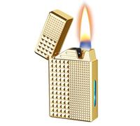 Encendedor de queroseno con cuatro métodos de encendido y tanque de combustible transparente, cuerpo grabado de aleación de zinc para un uso duradero, perfecto para camping, incendios al aire libre y