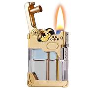 Encendedor de queroseno de metal vintage, llama suave mecánica con ventana de aceite visible y bloqueo de seguridad, diseño clásico, combustible no incluido