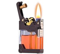 Encendedor de queroseno de metal vintage, llama suave mecánica con ventana de aceite visible y bloqueo de seguridad, diseño clásico, combustible no incluido
