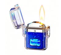 Encendedor de Queroseno Inteligente Activado por Voz - 4 Modos de Encendido y Ventana Transparente de Combustible; Resistente al Viento y al Agua, portátil - Un Regalo para Hombres(Blue)