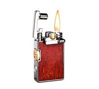 Encendedor de queroseno portátil de palisandro - Encendido retro con brazo oscilante, llama suave a prueba de viento - Recargable - Ideal for negocios y regalos (combustible no incluido)(Brown2)