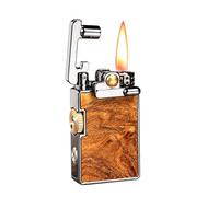 Encendedor de queroseno portátil de palisandro - Encendido retro con brazo oscilante, llama suave a prueba de viento - Recargable - Ideal for negocios y regalos (combustible no incluido)(Brown1)