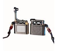 Encendedor de Queroseno Vintage con cordón, Encendido por Rueda Lateral, diseño Antiguo de Brazo Elevador, Regalo for Hombre, colección.(Black)