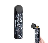 Encendedor eléctrico ultradelgado a Prueba de Viento de Doble Cara de tungsteno Turbo Encendedors Mejorado Interruptor táctil Encendedor Recargable USB(Tigre)