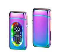 Encendedor inteligente con control por voz, múltiples métodos de encendido, doble llama, diseño a prueba de viento, estructura metálica portátil y pantalla LED.(C)