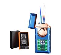 Encendedor inteligente de doble llama activado por voz, llamas conmutables, con pantalla LED, ajustable e inflable, cámara de aire claramente visible, regalo unisex(D)