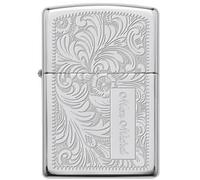 Encendedor Personalizado Creado a Partir de un Encendedor Venitian Plateado con su Texto Grabado - Briquet personnalisé argenté Venitian
