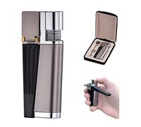 Encendedor Portátil, Juego 2 En 1, Encendedor De Metal con Tubo, Encendedor De Llama Abierta Portátil Plegable, Dispositivo para Hombres para Acampar, Barbacoa En La Cocina (Plata Estilo A)
