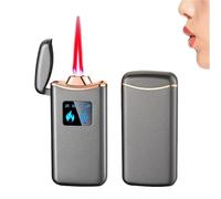 Encendedor resistente al viento, linterna de butano portátil activada por voz, 4 modos de encendido, metal recargable con ventana de aire visible, ligero para uso en exteriores