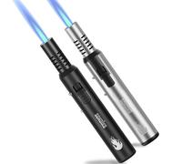 Encendedor Sondiko Jetflamme, 2 unidades, encendedor de gas recargable, encendedor metálico resistente al viento con bloqueo de seguridad y llama ajustable, soplete para cocina, velas, camping