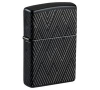 Encendedor Zippo a prueba de viento - Abstract Lines, Black Matte with Chrome, Laser 360° - Recargable - Reutilizable - Diseño a prueba de viento - Caja regalo - Fabricado en Estados Unidos