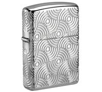 Encendedor Zippo a prueba de viento - Abstract Waves, Armor High Polish Chrome, MultiCut - Recargable - Reutilizable - Diseño a prueba de viento - Caja regalo - Fabricado en Estados Unidos