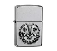 Encendedor Zippo a prueba de viento - Chimney, Street Chrome, Emblem - Recargable - Reutilizable - Diseño a prueba de viento - Caja regalo - Fabricado en Estados Unidos