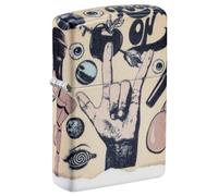Encendedor Zippo a prueba de viento - Elephant Lotus Flower, Black Ice, Laser Two Tone - Recargable - Reutilizable - Diseño a prueba de viento - Caja regalo - Fabricado en Estados Unidos