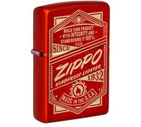 Encendedor Zippo a Prueba de Viento - Integrity it Works, Metallic Red, Laser Engrave - Recargable - Reutilizable - Diseño a Prueba de Viento - Caja Regalo - Fabricado en Estados Unidos