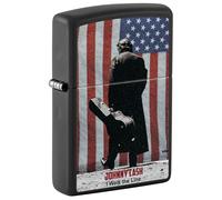 Encendedor Zippo a prueba de viento - Johnny Cash, Black Matte, Color Image - Recargable - Reutilizable - Diseño a prueba de viento - Caja regalo - Fabricado en Estados Unidos