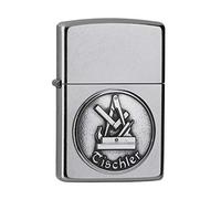 Encendedor Zippo a prueba de viento - Joiner, Street Chrome, Emblem - Recargable - Reutilizable - Diseño a prueba de viento - Caja regalo - Fabricado en Estados Unidos