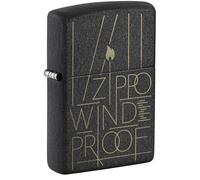 Encendedor Zippo a Prueba de Viento - Line Art, Black Crackle, Laser Engrave - Recargable - Reutilizable - Diseño a Prueba de Viento - Caja Regalo - Fabricado en Estados Unidos