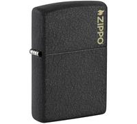 Encendedor Zippo a Prueba de Viento - Logo, Black Crackle, Laser Engrave - Recargable - Reutilizable - Diseño a Prueba de Viento - Caja Regalo - Fabricado en Estados Unidos