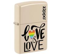 Encendedor Zippo a Prueba de Viento - Love is Love, Flat Sand, Color Image - Recargable - Reutilizable - Diseño a Prueba de Viento - Caja Regalo - Fabricado en Estados Unidos