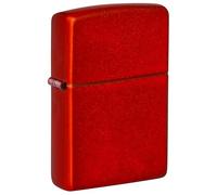 Encendedor Zippo a prueba de viento - Metallic Red, Base Model - Recargable - Reutilizable - Diseño a prueba de viento - Caja regalo - Fabricado en Estados Unidos