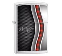 Encendedor Zippo a prueba de viento - Red & Black, Brushed Chrome, Color Image - Recargable - Reutilizable - Diseño a prueba de viento - Caja regalo - Fabricado en Estados Unidos