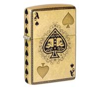 Zippo Ace of Skulls Design 540 Tumbled Brass Pocket Lighter