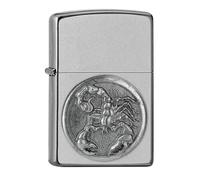 Encendedor Zippo a prueba de viento - Scorpion, Street Chrome, Emblem - Recargable - Reutilizable - Diseño a prueba de viento - Caja regalo - Fabricado en Estados Unidos