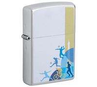 Encendedor Zippo a prueba de viento - Sports Players, Satin Chrome, Color Image - Recargable - Reutilizable - Diseño a prueba de viento - Caja regalo - Fabricado en Estados Unidos