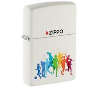 Encendedor Zippo a Prueba de Viento - Sports, White Matte, Color Image - Recargable - Reutilizable - Diseño a Prueba de Viento - Caja Regalo - Fabricado en Estados Unidos