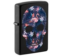 Zippo Encendedor, cráneo de Flamenco Negro Mate, una Caja