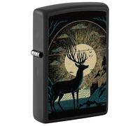 Encendedor Zippo a prueba de viento - Surreal Deer, Black Matte, Color Image - Recargable - Reutilizable - Diseño a prueba de viento - Caja regalo - Fabricado en Estados Unidos