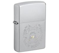 Encendedor Zippo a prueba de viento - Wild West Cowboy, Satin Chrome, Rotary Two-Tone - Recargable - Reutilizable - Diseño a prueba de viento - Caja regalo - Fabricado en Estados Unidos