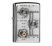 Zippo - Mechero de Signo del Zodiaco de Tauro, Cromo Cepillado, con Emblema, Recargable, Reutilizable, diseño Resistente al Viento, Caja de Regalo, Fabricado en Estados Unidos